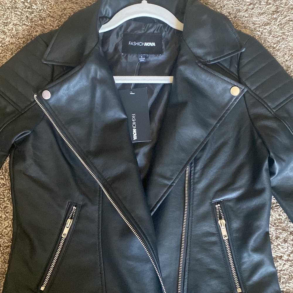 Black faux leather jacket size small